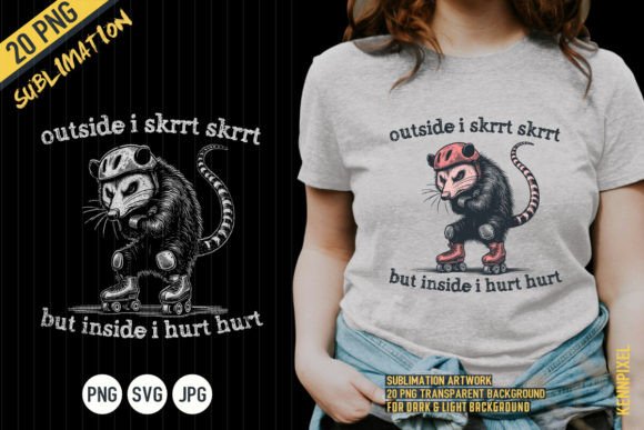 A Designer's Review of the Outside I Skrrt Inside I Hurt Possum Embroidery PNG