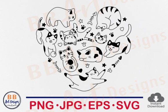 A Hand Drawn Cat Graphic for Crafting T-Shirts & More
